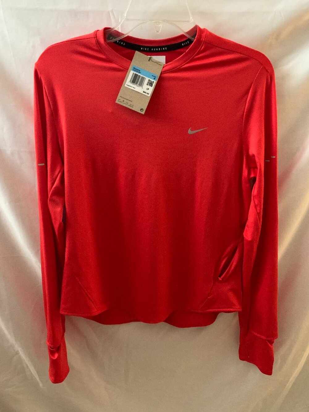 NIKE Swift UV Long-Sleeve Crew Neck Running Tee in Light Crimson Sz MEDIUM